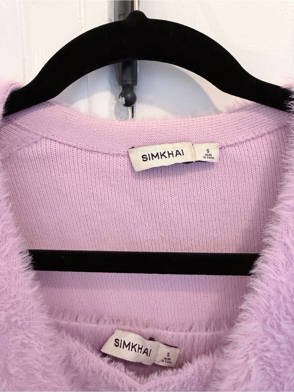 SIMKHAI Lilac Fuzzy Cropped Tank and V-Neck Button Cardigan Sweater Set - Picture 4 of 4